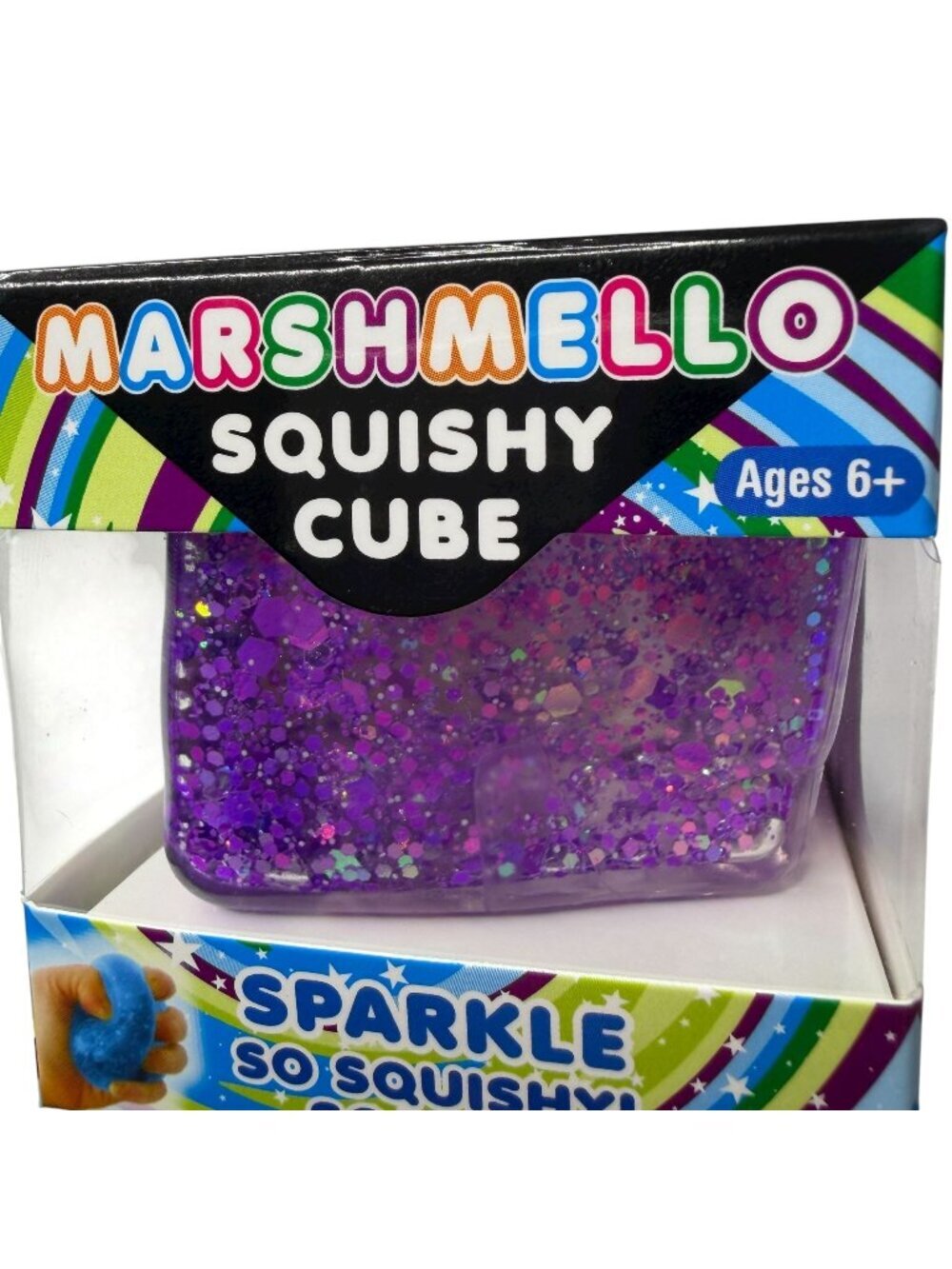 Marshmello Sparkle Squishy Cube Purple New
